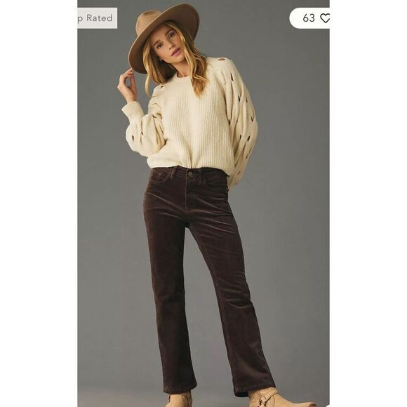 Anthropologie Pilcro The Yaya Mid-Rise Corduroy Crop Flare Jeans - Picture 1 of 8